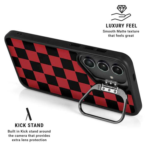 Red and Black Checkerboard Galaxy S25 Kickstand Case
