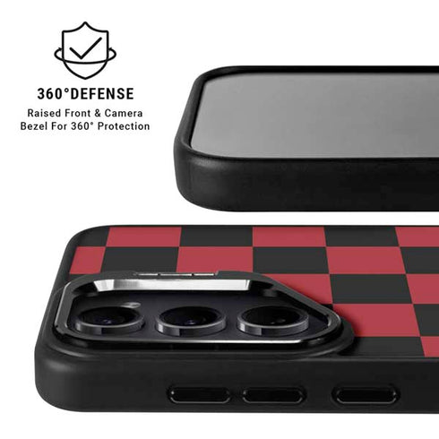 Red and Black Checkerboard Galaxy S25 Kickstand Case