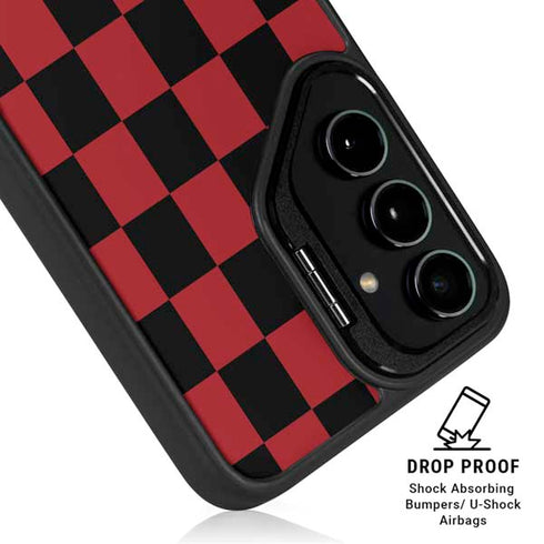 Red and Black Checkerboard Galaxy S25 Kickstand Case