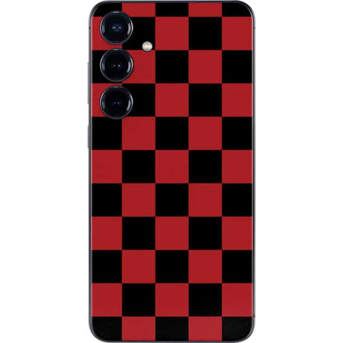 Red and Black Checkerboard Galaxy S25 Skin