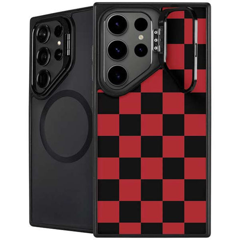 Red and Black Checkerboard Galaxy Cases