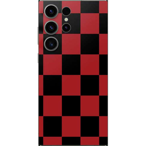 Red and Black Checkerboard Galaxy S25 Ultra Skin