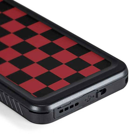 Red and Black Checkerboard Galaxy S24 Waterproof Case