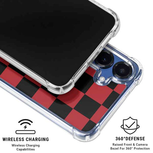 Red and Black Checkerboard Galaxy S25 Clear Case
