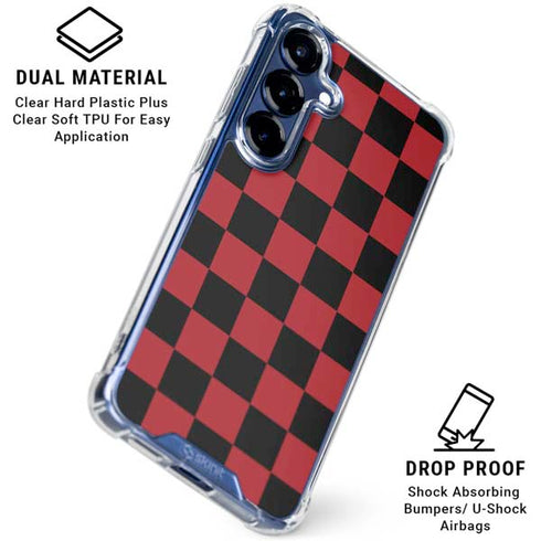 Red and Black Checkerboard Galaxy S25 Clear Case