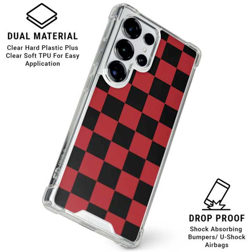 Red and Black Checkerboard Galaxy S25 Ultra Clear Case