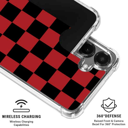 Red and Black Checkerboard Galaxy S26 Clear Case