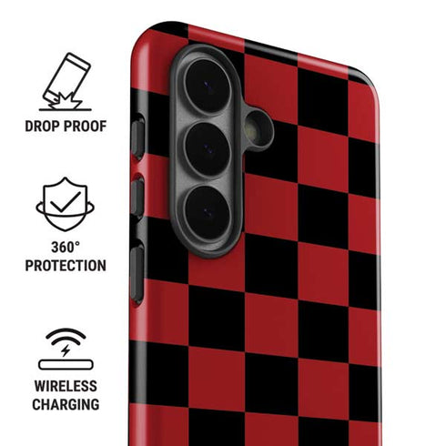 Red and Black Checkerboard Galaxy S26 Impact Case