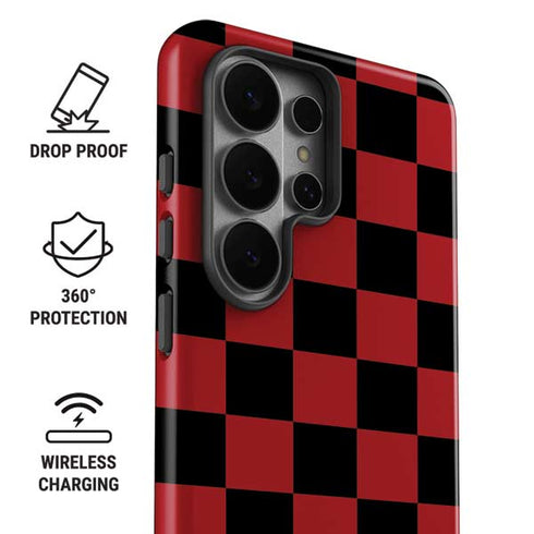 Red and Black Checkerboard Galaxy S26 Ultra Impact Case