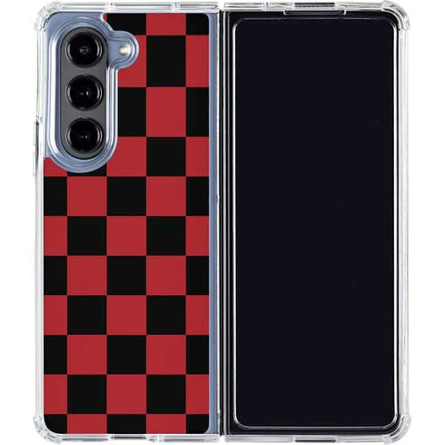 Red and Black Checkerboard Galaxy Z Fold5 5G Clear Case