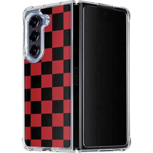 Red and Black Checkerboard Galaxy Z Fold5 5G Clear Case