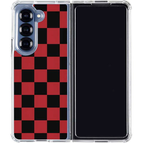 Red and Black Checkerboard Galaxy Z Fold6 Clear Case