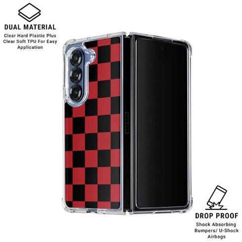 Red and Black Checkerboard Galaxy Z Fold6 Clear Case