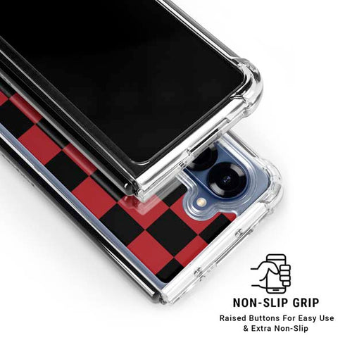 Red and Black Checkerboard Galaxy Z Fold6 Clear Case