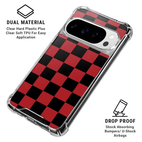 Red and Black Checkerboard Google Pixel 10 Pro XL Clear Case