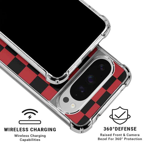 Red and Black Checkerboard Google Pixel 10 Pro XL Clear Case
