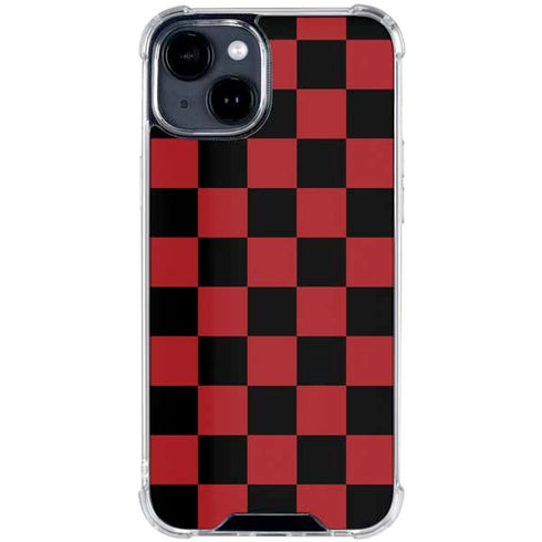Red and Black Checkerboard iPhone 15 Clear Case