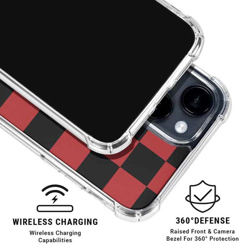 Red and Black Checkerboard iPhone 15 Clear Case
