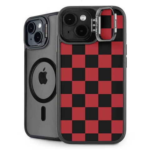 Red and Black Checkerboard iPhone 15 Kickstand Case