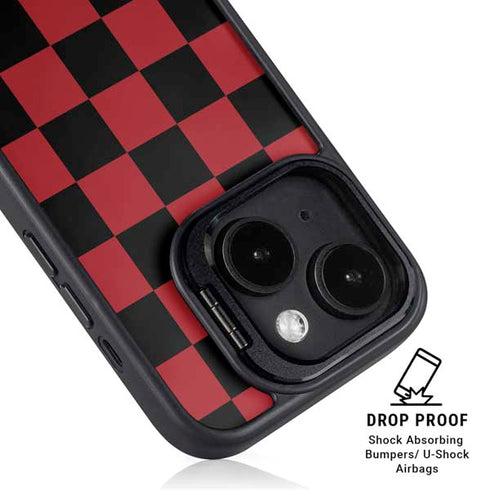 Red and Black Checkerboard iPhone 15 Kickstand Case