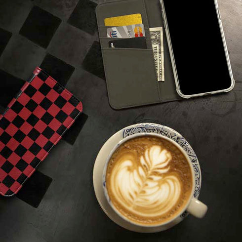 Red and Black Checkerboard iPhone 15 Plus Folio Case