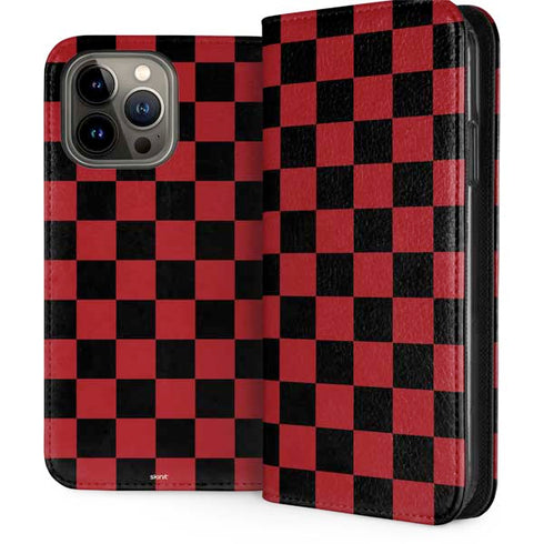 Red and Black Checkerboard iPhone 15 Pro Max Folio Case