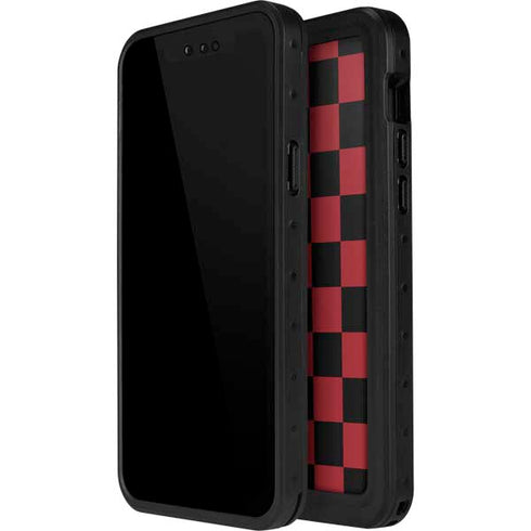 Red and Black Checkerboard iPhone 15 Pro Waterproof Case