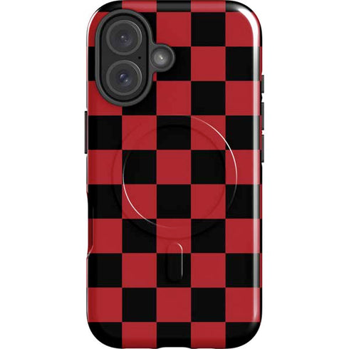 Red and Black Checkerboard iPhone 16 Magsafe Impact Case