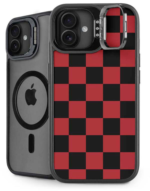 Red and Black Checkerboard iPhone 16 Plus Kickstand Case