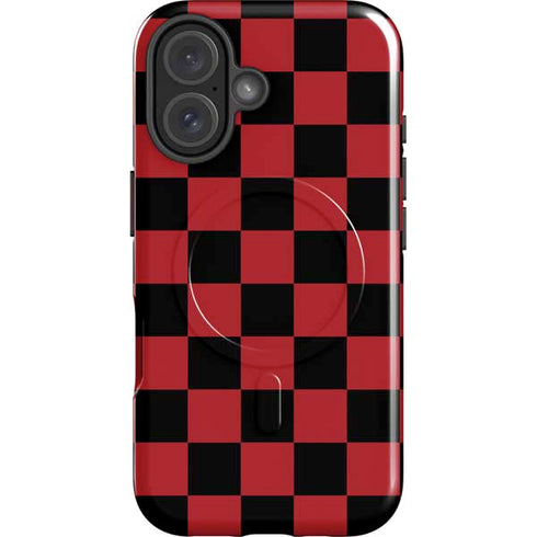 Red and Black Checkerboard iPhone 16 Plus Magsafe Impact Case