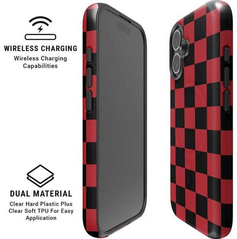 Red and Black Checkerboard iPhone 16 Plus Magsafe Impact Case