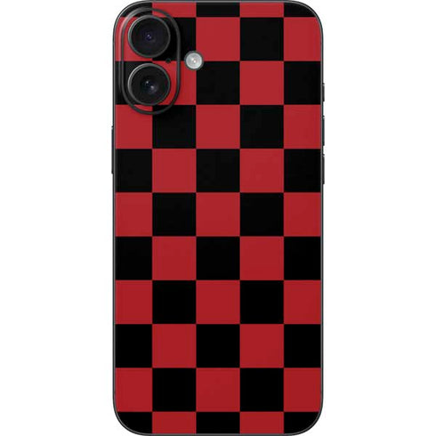 Red and Black Checkerboard iPhone 16 Plus Skin