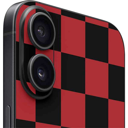 Red and Black Checkerboard iPhone 16 Plus Skin