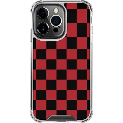 Red and Black Checkerboard iPhone 16 Pro Clear Case