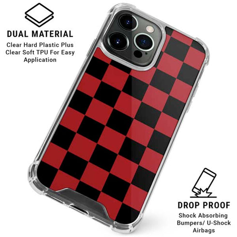 Red and Black Checkerboard iPhone 16 Pro Max Clear Case