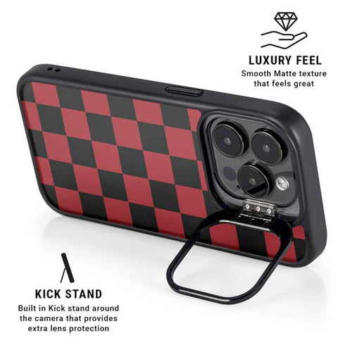 Red and Black Checkerboard iPhone 16 Pro Max Kickstand Case