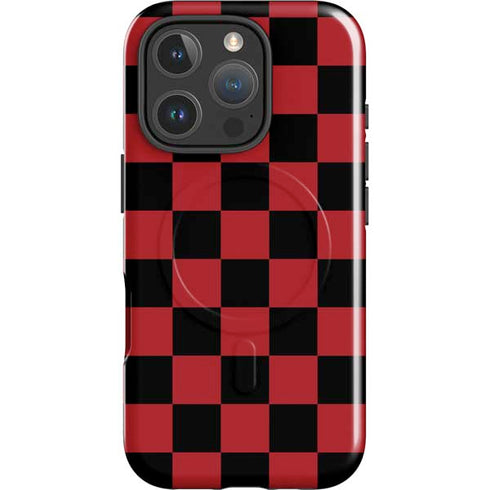 Red and Black Checkerboard iPhone 16 Pro Max Magsafe Impact Case