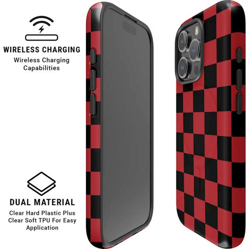 Red and Black Checkerboard iPhone 16 Pro Max Magsafe Impact Case