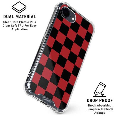 Red and Black Checkerboard iPhone 16e Clear Case