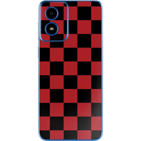 Red and Black Checkerboard Moto G Play 4G (2024) Skin