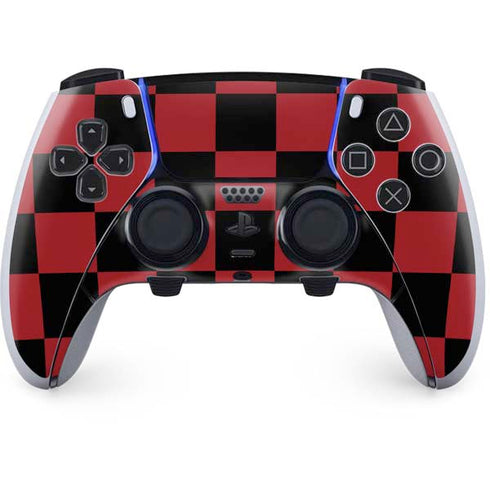 Red and Black Checkerboard PS5 DualSense Edge Pro Controller Skin