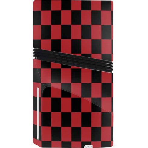 Red and Black Checkerboard PS5 Pro Disk Console Skin