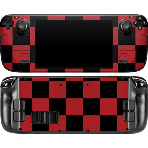 Red and Black Checkerboard Steam Deck Handheld Gaming Computer OLED Skin