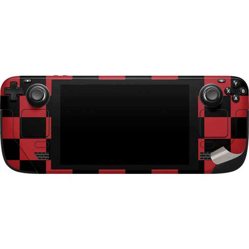 Red and Black Checkerboard Steam Deck Handheld Gaming Computer Skin