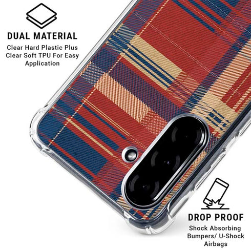 Red and Blue Plaid Galaxy A36 5G Clear Case