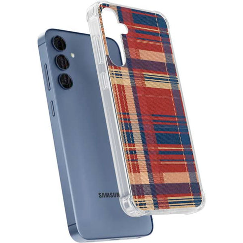 Red and Blue Plaid Galaxy A55 5G Clear Case