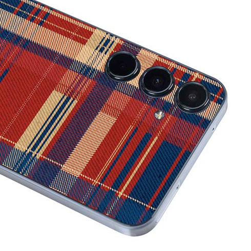 Red and Blue Plaid Galaxy A55 5G Skin