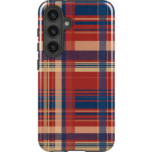 Red and Blue Plaid Galaxy S25 Impact Case