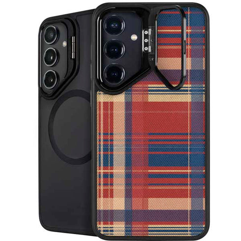 Red and Blue Plaid Galaxy S25 Kickstand Case