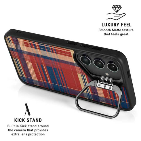 Red and Blue Plaid Galaxy S25 Kickstand Case